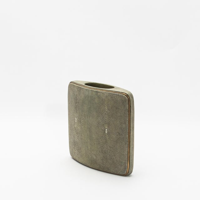 Modern Shagreen Vase With Brass Details by R&y Augousti For Sale - Image 3 of 7