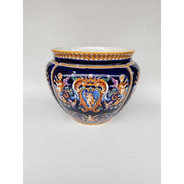 Black Vintage Earthenware Cachepot from Gien, 1970s For Sale - Image 8 of 8