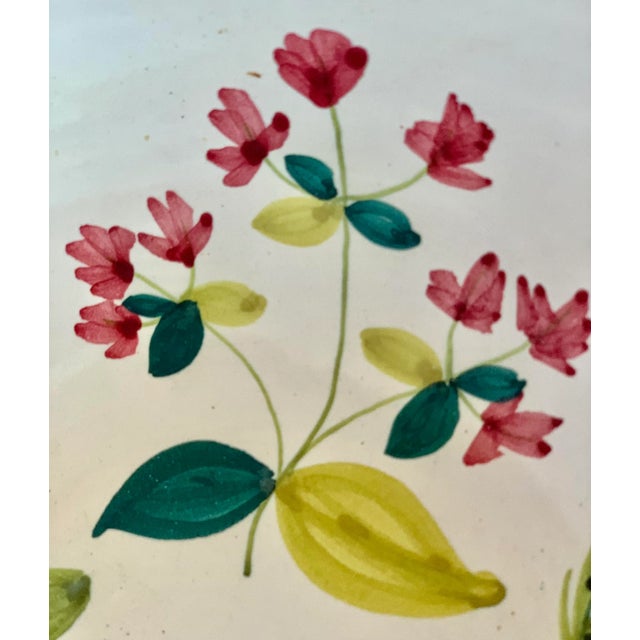 Vintage Italian Hand Painted Large Botanical Themed Ceramic Decorative Bowl For Sale In San Antonio - Image 6 of 12