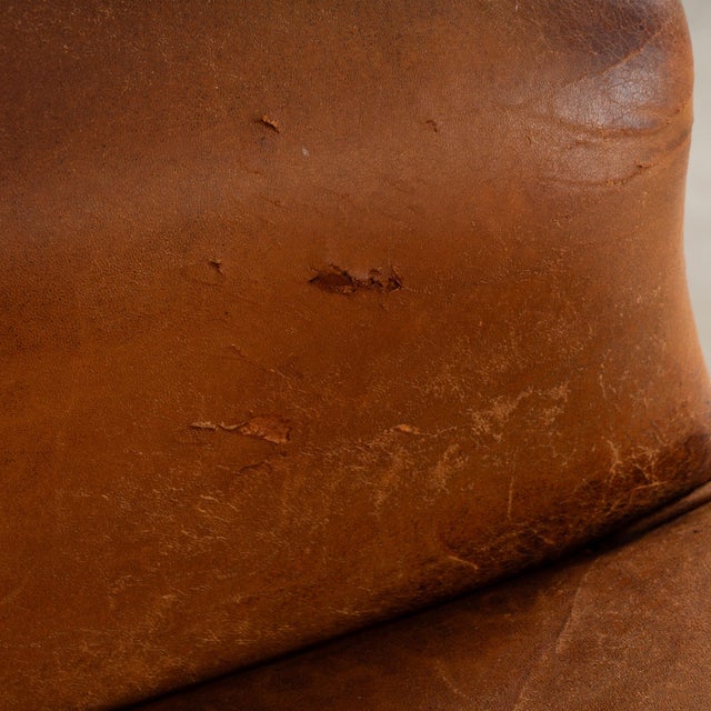 Pair of 20th Century Danish Vintage Brown Leather Wingback Club Chairs For Sale - Image 11 of 18