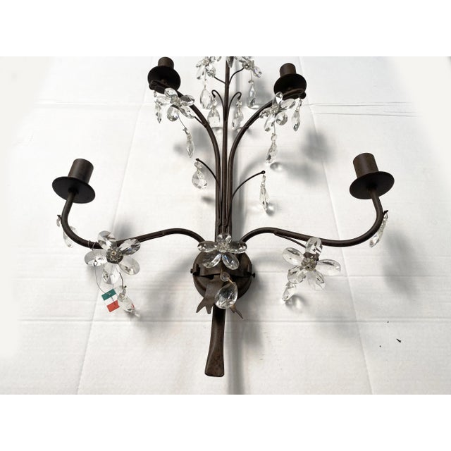 Contemporary Rush and Crystal Flowers Wall Lamp For Sale - Image 6 of 9