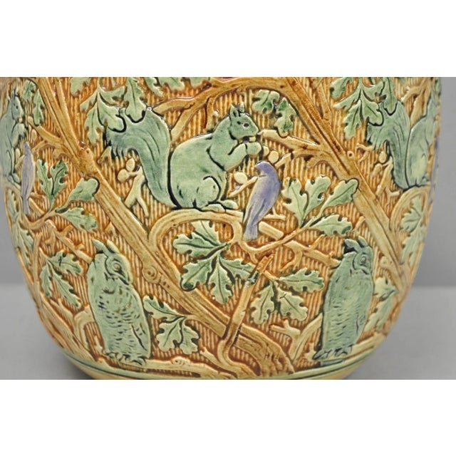 Early 20th Century Weller Clinton Art Pottery Green Glazed Squirrel & Acorn Planter Jardinière For Sale In Philadelphia - Image 6 of 14