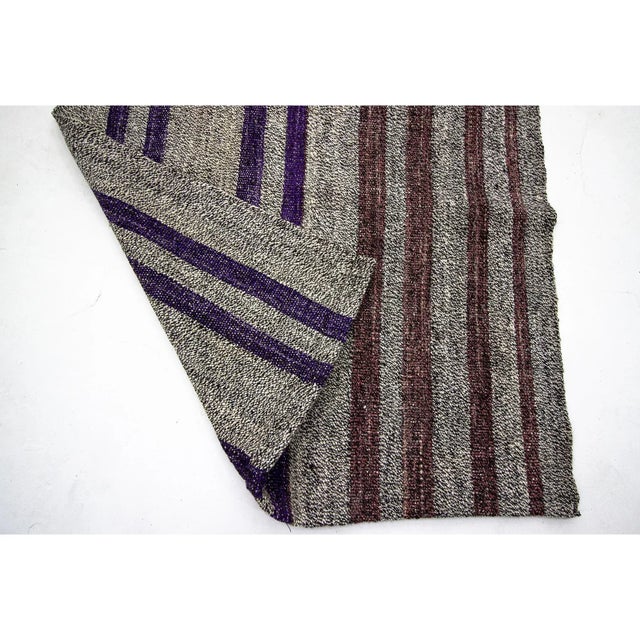 Mid 20th Century 1960s Vintage Vertical Striped Long Turkish Kilim Runner- 2′5″ × 16′6″ For Sale - Image 5 of 7