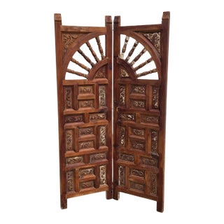 Vintage Hand-Carved Solid Hardwood Room Divider – 6 Ft Tall – Statement Piece – Near Atlanta For Sale