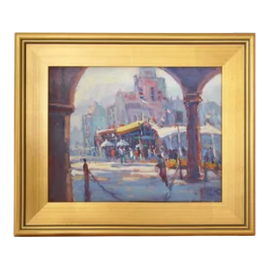 Silvio Silvestri, Listed Artist Italian Cityscape Oil Painting Including the Antiqued Gold Wood Frame