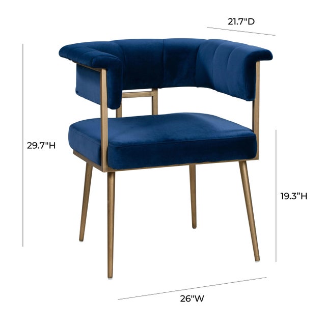 Astrid Navy Velvet Chair For Sale In Los Angeles - Image 6 of 8