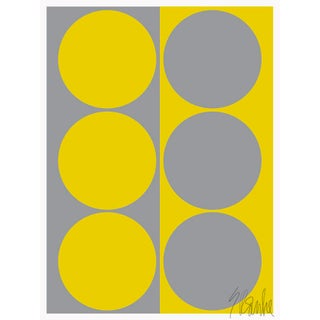 Dynamic Pair Yellow and Gray Fine Art Print 42.5" X 60" by Liz Roache For Sale
