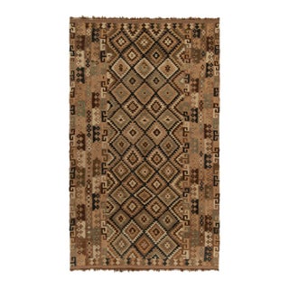 Vintage Afghani Kilim Rug in Beige-Brown, Teal and Black Tribal Pattern For Sale