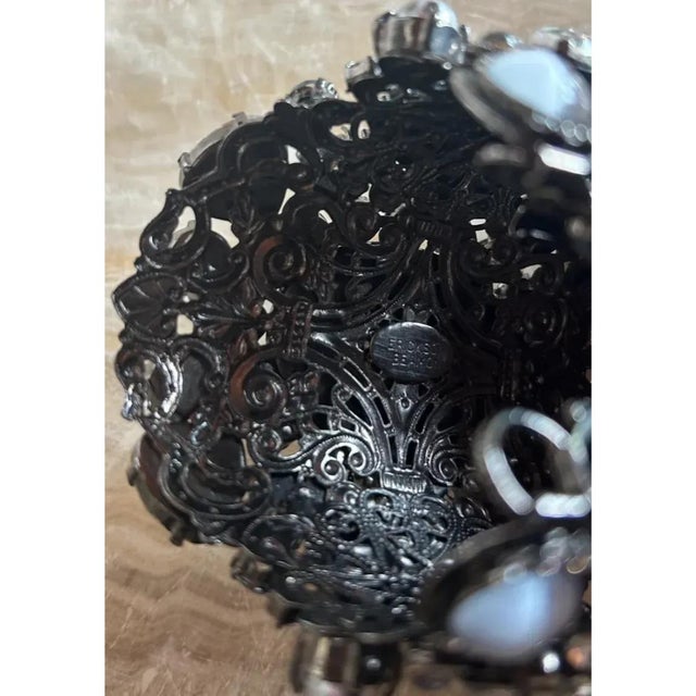Onyx Vintage Erickson Beamon Smokey Gemstone Bracelet Cuff For Sale - Image 8 of 12