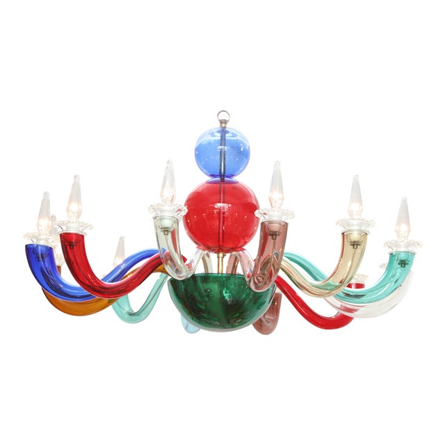 Gio Ponti Signed Venini Twelve-Arm Chandelier For Sale