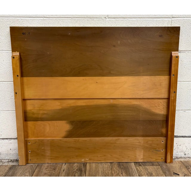 Brown Vintage Twin Size Mid Century Modern MCM Inlaid Border Headboard For Sale - Image 8 of 9