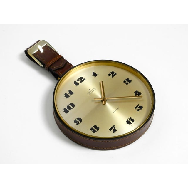 1960s Junghans Brass Wall Clock with Leather Strap, 1960s For Sale - Image 5 of 18