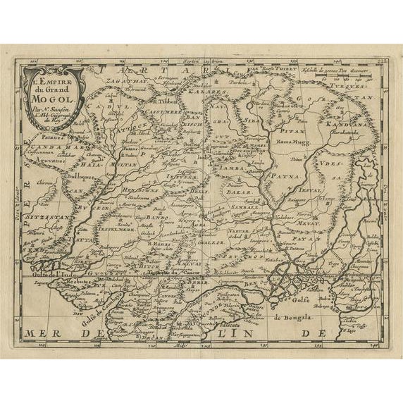 Map of the Mughal Empire, 1685 For Sale