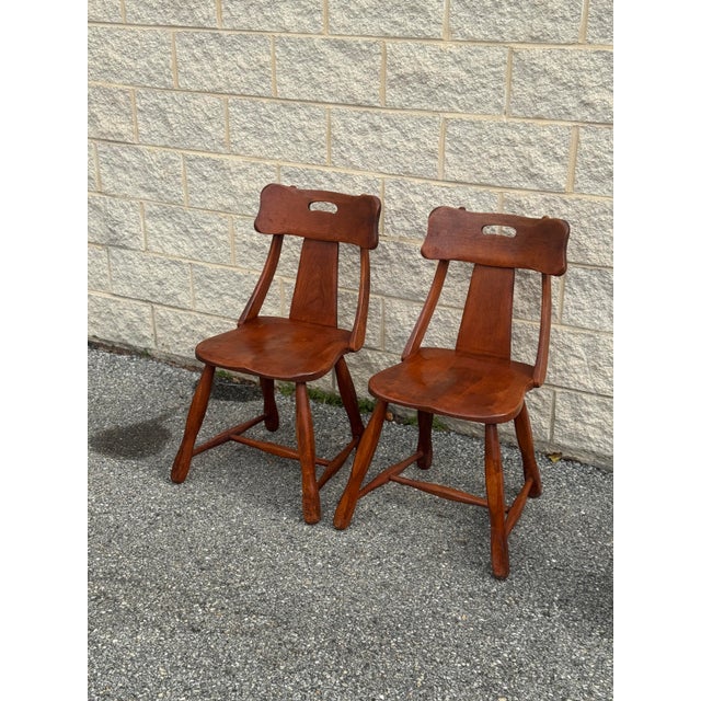 Brown Pair of Mid-Century Cushman-Style Solid Wood Side Chairs For Sale - Image 8 of 12