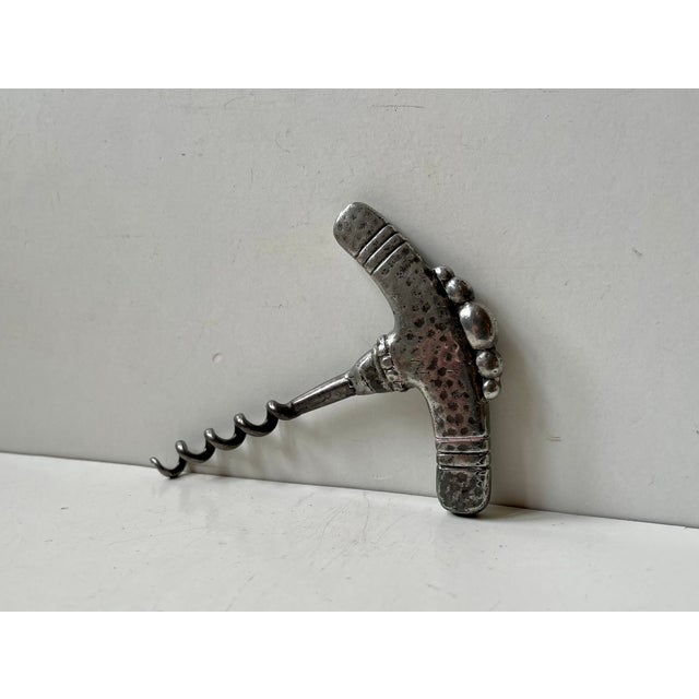 Antique Art Nouveau Corkscrew in Pewter and Steel, 1890s For Sale - Image 3 of 7