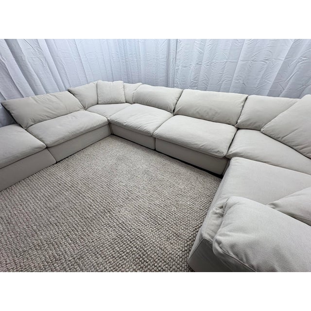 RH Restoration Hardware Cloud® Modular Sectional — 7-Piece Configuration (LUXE DEPTH) Performance Linen Weave in Dove |...