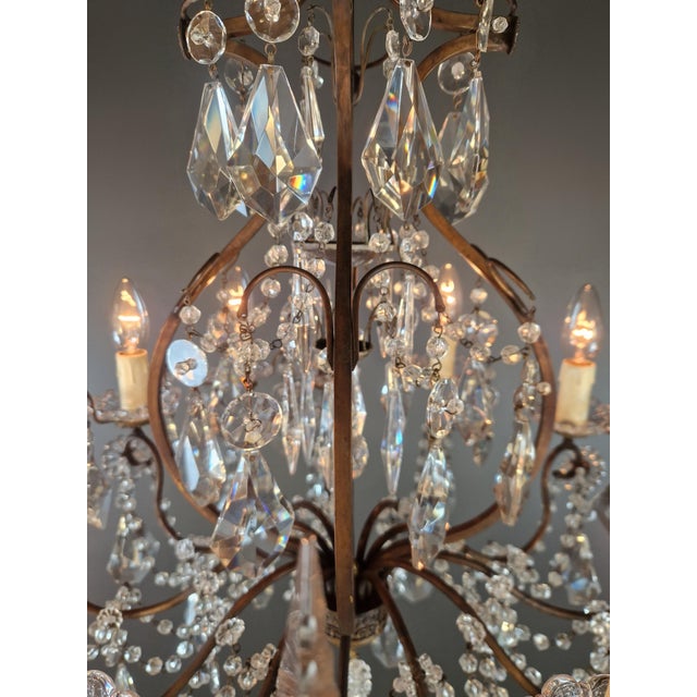Antique Neoclassical Crystal Lustre Ceiling Lamp Chandelier For Sale - Image 11 of 12