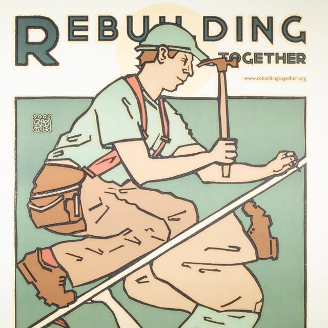 ABOUT An original lithograph poster for the Rebuilding Together organization. Can be flipped over and hung two ways....