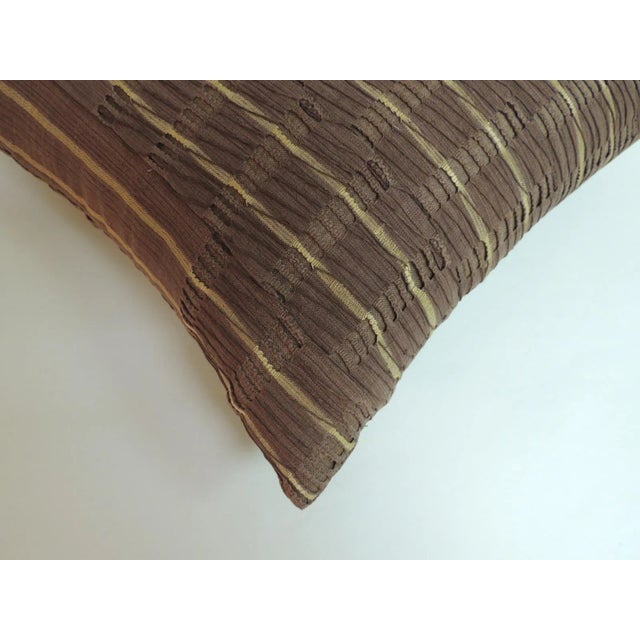 African Vintage Brown Woven African Textile Square Decorative Pillow For Sale - Image 3 of 6