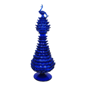 26" Italian Salviati Murano Liquor Decanter Cobalt Blue Glass W/ Swan or Peacock Super Rare Venetian