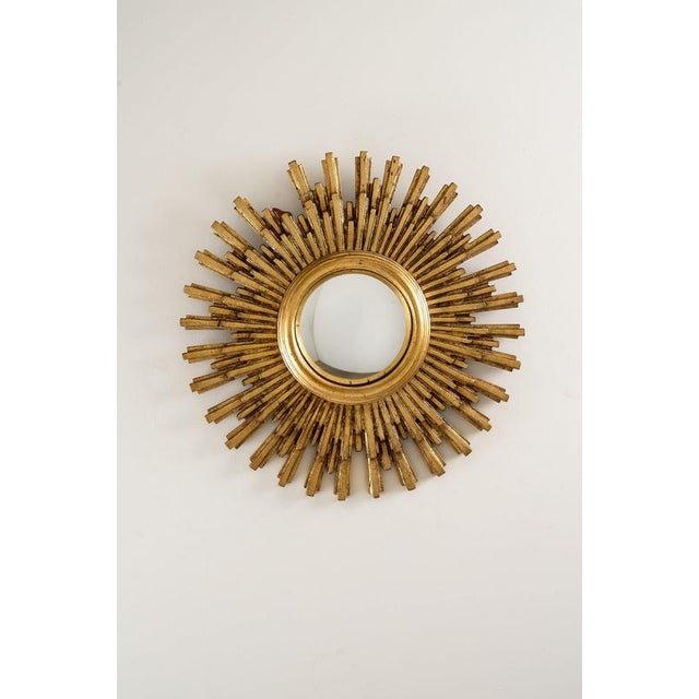 Vintage Hollywood Regency Convex Sunburst Mirror, Europe, 1960s For Sale - Image 4 of 5