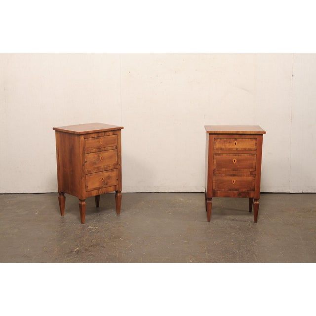 Italian Pair Antique 3-Drawer Side Chests For Sale - Image 4 of 13