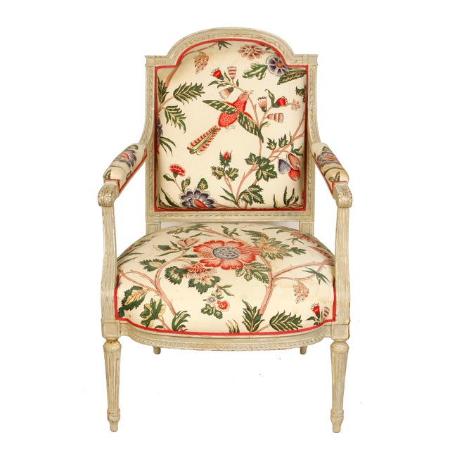 French French Armchair in European Chintz Fabric For Sale - Image 3 of 5