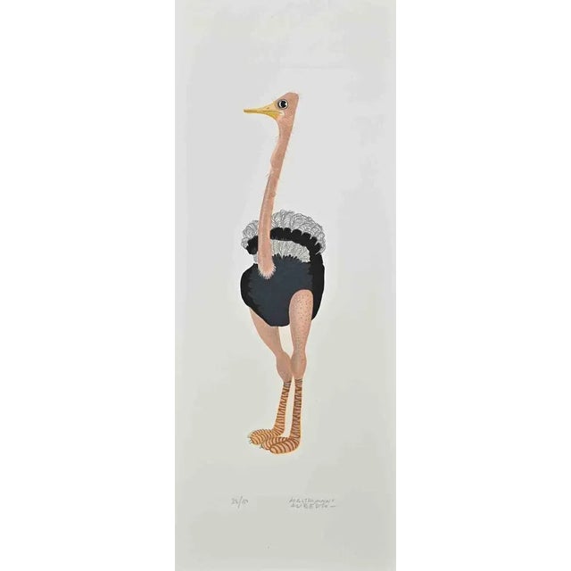 Ostrich is an artwork realized by Alberto Mastroianni in 1970 ca. Lithograph. Hand Signed. Numbered, Edition of 150...