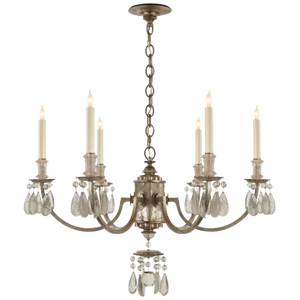 Thomas O'Brien for Visual Comfort Signature Elizabeth Chandelier in Burnished Silver Leaf with Quartz