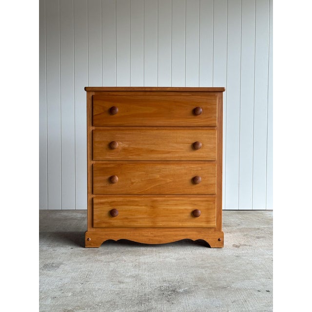 Mid 20th Century Vintage Honey Tone Wooden Chest of Drawers For Sale - Image 5 of 14