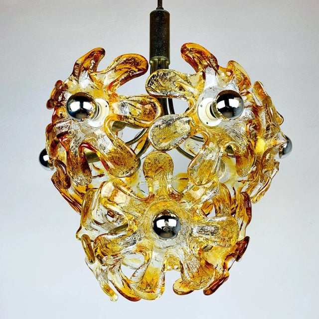 Mid-Century Amber Murano Glass Chandelier from Mazzega, Italy, 1970s For Sale - Image 10 of 13