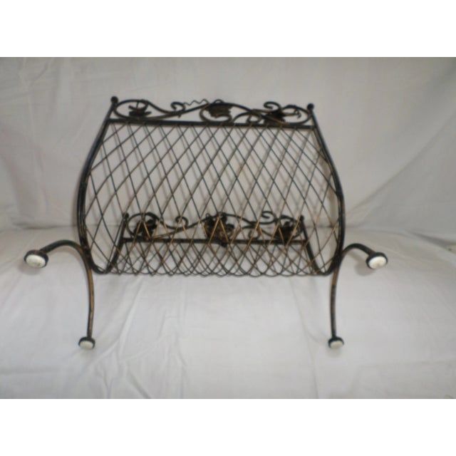 Vintage Mid Century Modern Metal Magazine Rack With Leaves For Sale In Columbia, SC - Image 6 of 8