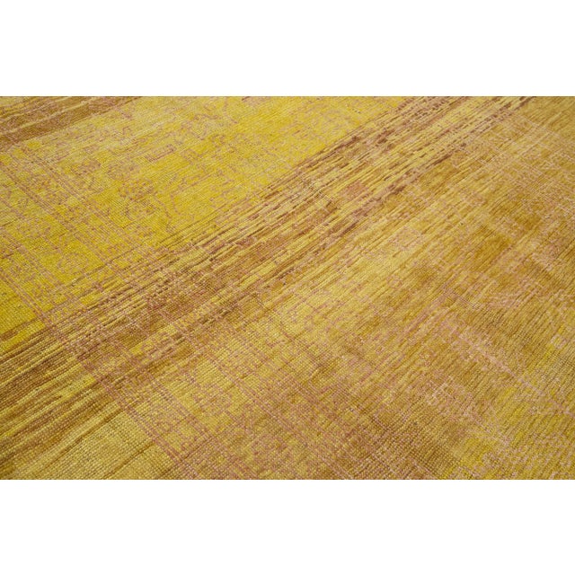Textile Modern Transitional Handmade Allover Yellow & Brown Wool Rug For Sale - Image 7 of 8