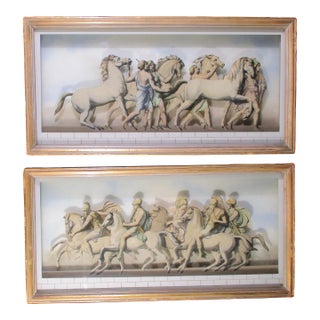French Neoclassic Diorama Glass Prints in Shadowbox - A Pair of 2 For Sale