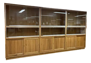 Large Oak Display Cabinet with Sliding Doors, 1990s
