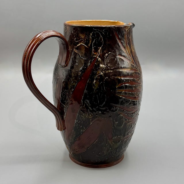 Antique Natural Foliage Stoneware Ale Pitcher Vase from Royal Doulton Lambeth, 1902 For Sale - Image 13 of 18