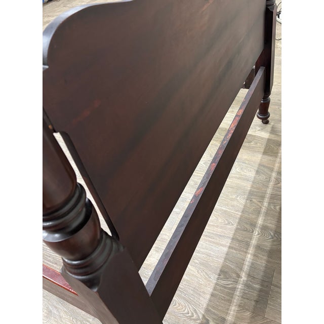 Brown Antique Full Size American Empire Mahogany Four Poster Bed For Sale - Image 8 of 10