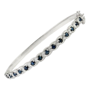 Sterling Silver Pavé Set Sapphire Bangle Bracelet