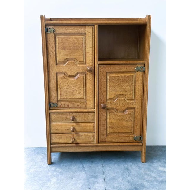 Oak Cabinet by Guillerme et Chambron for Votre Maison, France, 1960s For Sale - Image 6 of 12