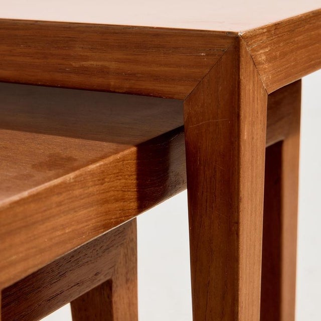 1960s Teak Model 163 Nesting Tables by Severin Hansen for Haslev Møbelfabrik, 1960s, Set of 3 For Sale - Image 5 of 16