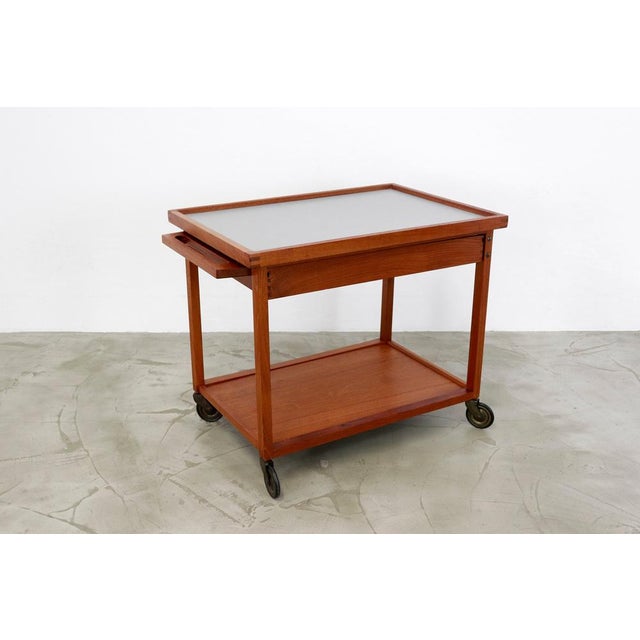 Danish Teak Serving Trolley with Reversible Tray, 1960s For Sale - Image 13 of 13