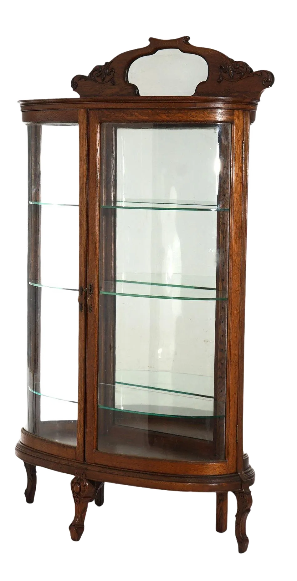 Early 20th Century Antique RJ Horner School Carved Oak & Curved