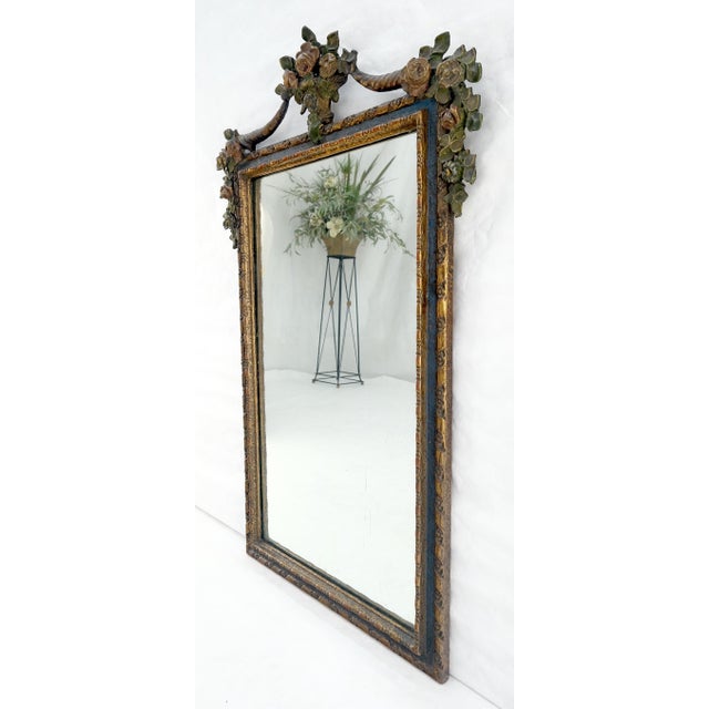 Carved & Painted Floral Pattern Frame Rectangle Decorative Wall Mirror For Sale - Image 14 of 14