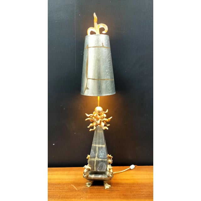 Contemporary Psotmodern Gold and Silver Leaf Table Lamp by Lucas McKearn For Sale - Image 9 of 9
