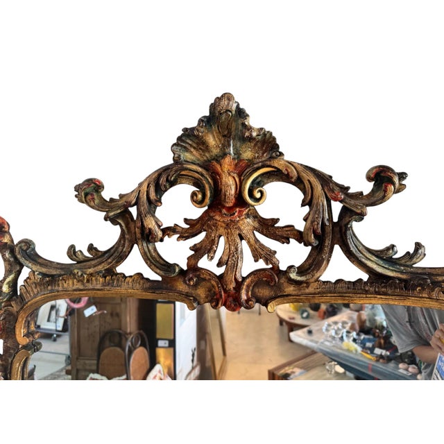 Early 20th Century Italian Rococo Hand-Carved Wall Mirror For Sale In Austin - Image 6 of 14