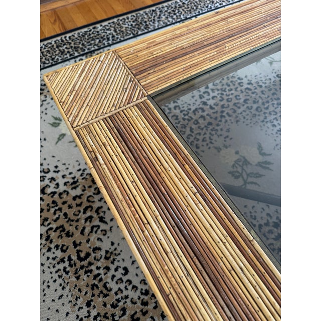 Marcello Mioni Italian Pencil Reed Coffee Table With Brass, Glass For Sale - Image 4 of 9