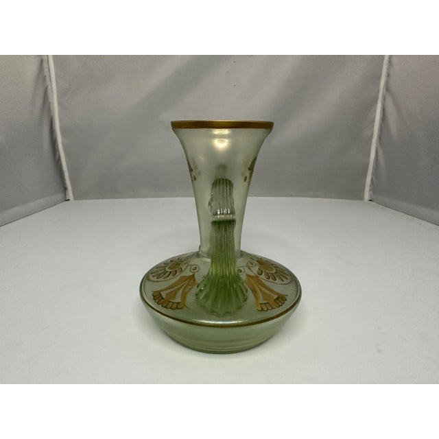 Fritz Heckert Art Glass Vase, Enameled Egyptian Revival Decor For Sale - Image 4 of 10