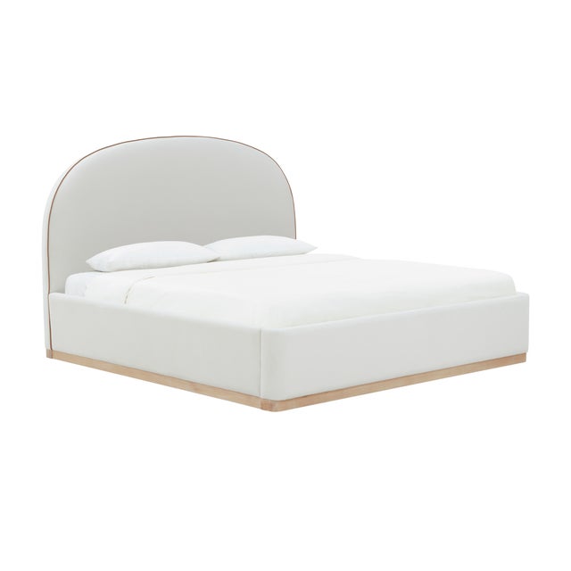 Marlow Performance Velvet King Bed, Cream For Sale - Image 11 of 11