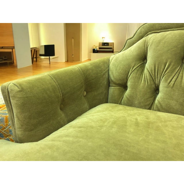 1960s Mid-Century Modern Chartreuse Velvet Sofa For Sale - Image 5 of 8