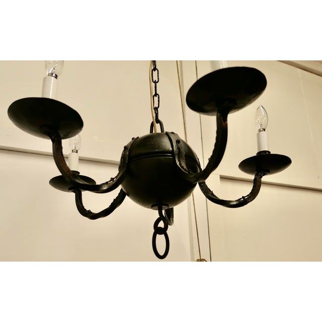 Gothic Iron and Wood Chandelier, 1920s For Sale - Image 4 of 13